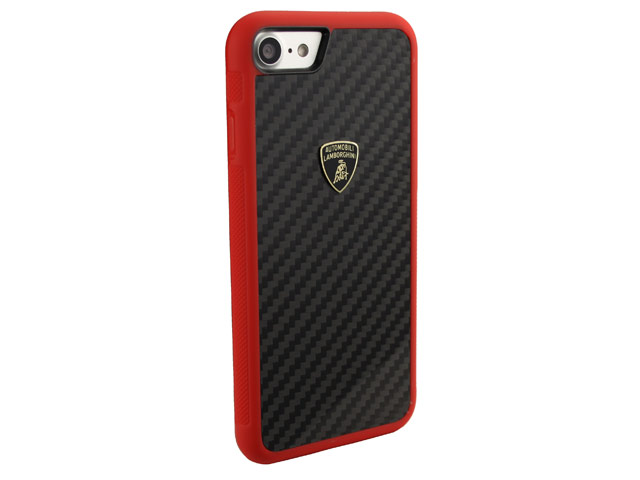 Чехол Lamborghini Elemento D3 для Apple iPhone 8 (черный/красный, карбон)