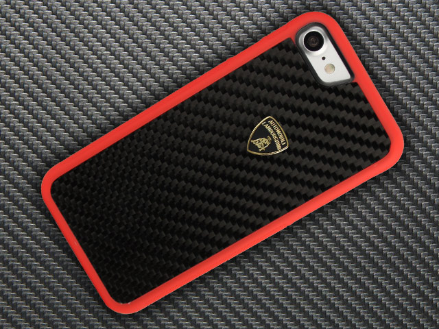 Чехол Lamborghini Elemento D3 для Apple iPhone 8 (черный/красный, карбон)