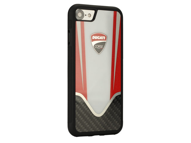 Чехол Ducati Corse R4 для Apple iPhone 8 (черный/белый, карбон)