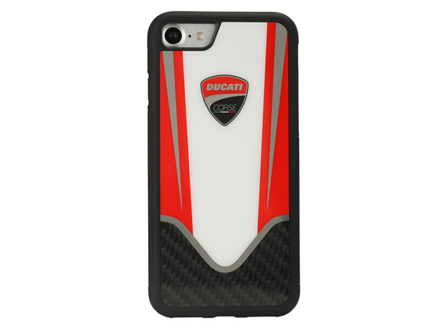 Чехол Ducati Corse R4 для Apple iPhone 8 (черный/белый, карбон)