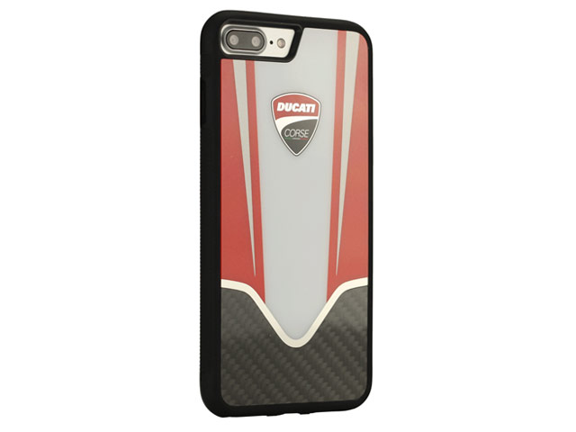 Чехол Ducati Corse R4 для Apple iPhone 8 plus (черный/белый, карбон)