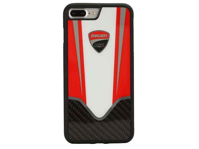 Чехол Ducati Corse R4 для Apple iPhone 8 plus (черный/белый, карбон)