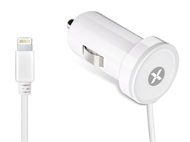 Зарядное устройство Dexim Mini Car charger 2.4A для Apple iPhone/iPad/iPod (автомобильное, белое, Lightning, MFi)