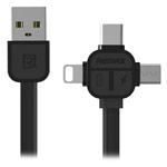 USB-кабель Remax Lesu 3-in-1 Data Cable (USB Type C, microUSB, Lightning, 1 м, черный)