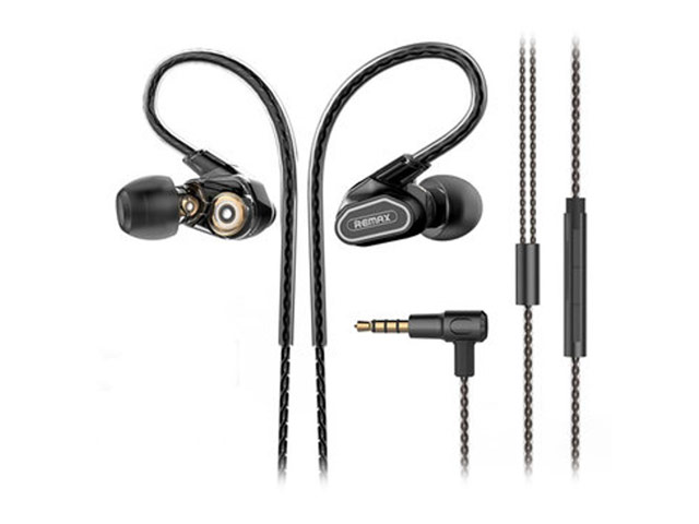 Наушники Remax Dual Moving-Coil Earphone RM-580 (черные, пульт/микрофон, 6 мм x 2 шт)