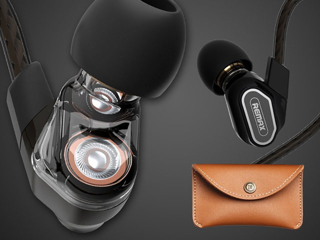 Наушники Remax Dual Moving-Coil Earphone RM-580 (черные, пульт/микрофон, 6 мм x 2 шт)