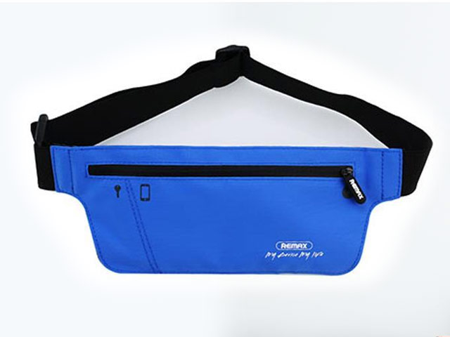 Чехол-повязка Remax Sport Waist Bag для телефонов (голубой, матерчатый)
