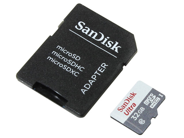 Флеш-карта SanDisk microSDHC (32Gb, microSD, Class 10 U1, SD-адаптер)