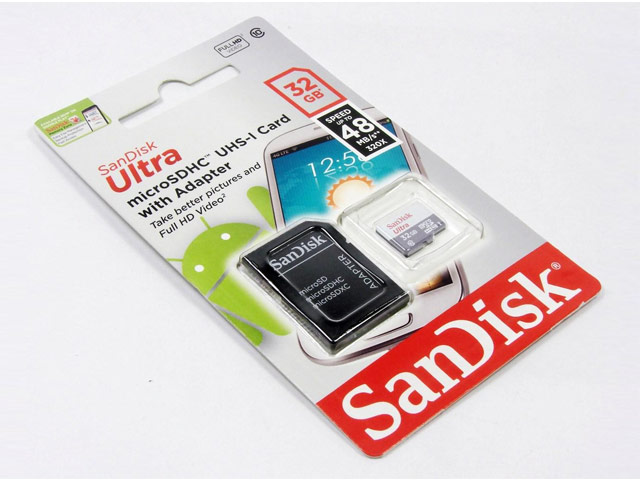Флеш-карта SanDisk microSDHC (32Gb, microSD, Class 10 U1, SD-адаптер)