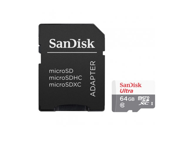 Флеш-карта SanDisk microSDHC (64Gb, microSD, Class 10 U1, SD-адаптер)