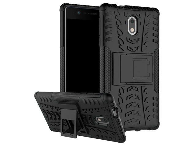 Чехол Yotrix Shockproof case для Nokia 3 (черный, пластиковый)