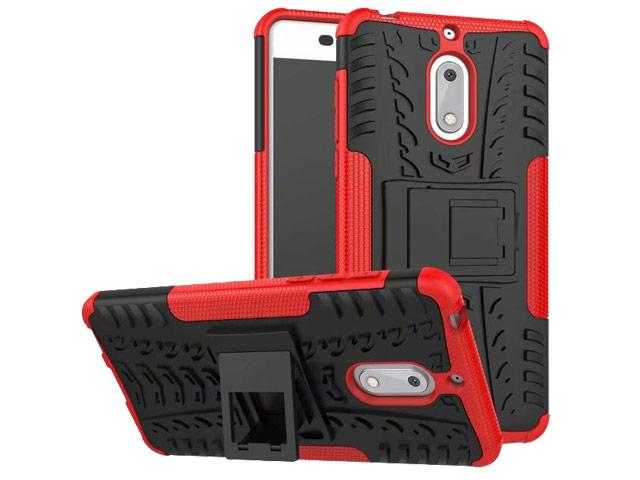 Чехол Yotrix Shockproof case для Nokia 6 (красный, пластиковый)