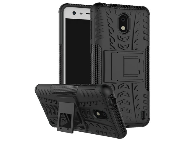 Чехол Yotrix Shockproof case для Nokia 2 (черный, пластиковый)