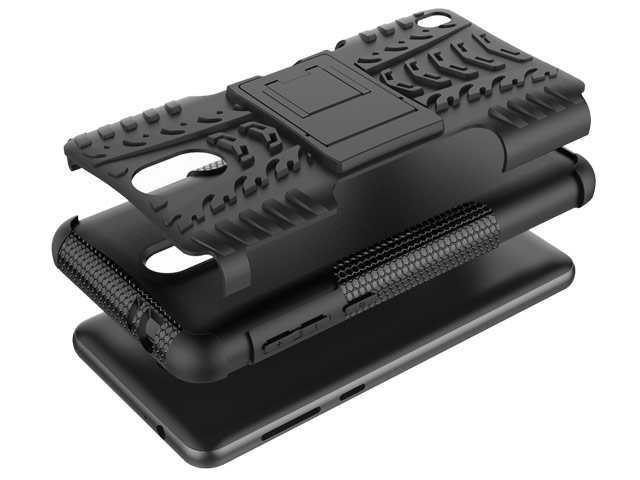 Чехол Yotrix Shockproof case для Nokia 2 (черный, пластиковый)