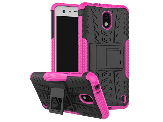 Чехол Yotrix Shockproof case для Nokia 2 (розовый, пластиковый)