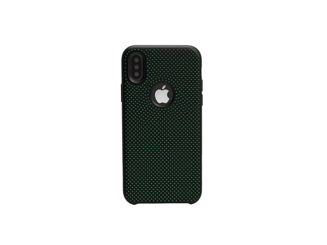 Чехол Yotrix LiquidSilicone Dotted для Apple iPhone X (черный/зеленый, гелевый)