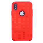 Чехол Yotrix LiquidSilicone Dotted для Apple iPhone X (красный/черный, гелевый)