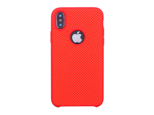 Чехол Yotrix LiquidSilicone Dotted для Apple iPhone X (красный/оранжевый, гелевый)