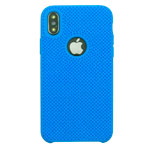 Чехол Yotrix LiquidSilicone Dotted для Apple iPhone X (синий/серый, гелевый)
