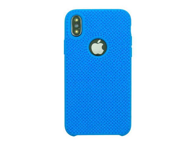Чехол Yotrix LiquidSilicone Dotted для Apple iPhone X (синий/серый, гелевый)