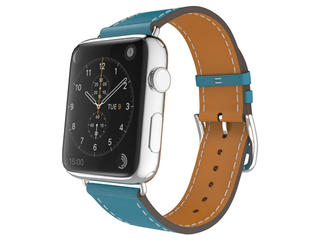 Ремешок для часов Kakapi Single Tour Band для Apple Watch (38 мм, голубой, кожаный)