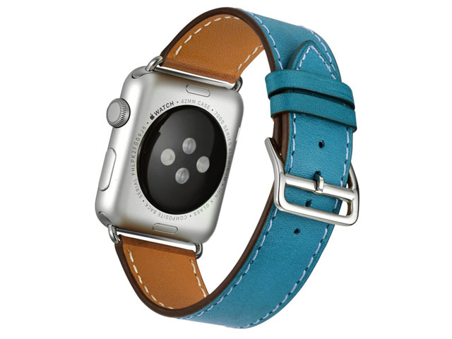 Ремешок для часов Kakapi Single Tour Band для Apple Watch (38 мм, голубой, кожаный)