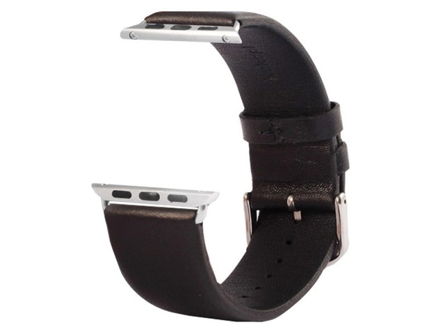 Ремешок для часов Kakapi Plain Leather Band для Apple Watch (42 мм, черный, кожаный)