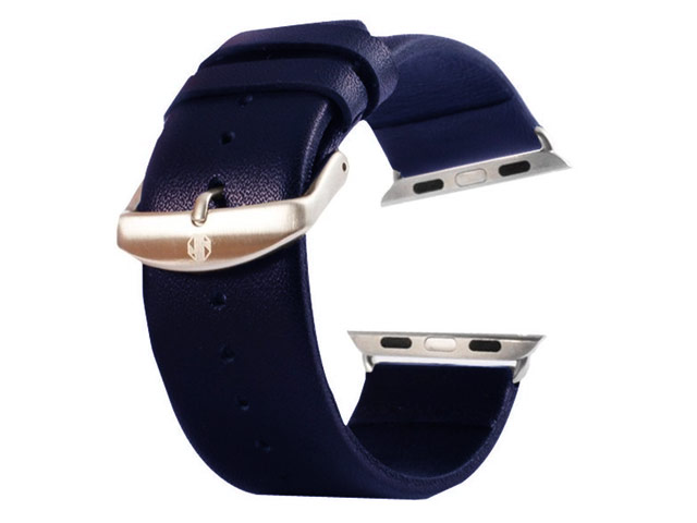 Ремешок для часов Kakapi Plain Leather Band для Apple Watch (42 мм, темно-синий, кожаный)