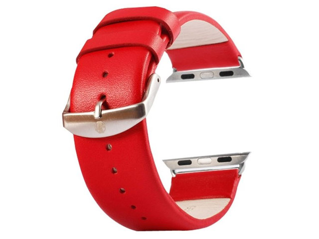 Ремешок для часов Kakapi Plain Leather Band для Apple Watch (42 мм, красный, кожаный)