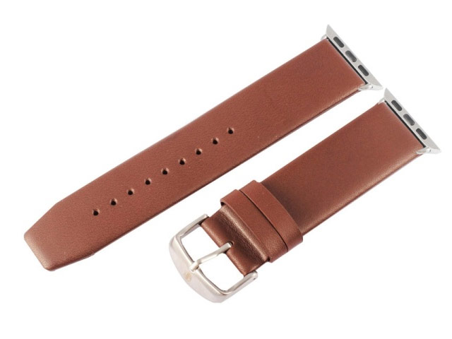 Ремешок для часов Kakapi Plain Leather Band для Apple Watch (42 мм, темно-коричневый, кожаный)