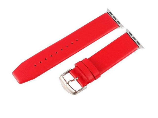 Ремешок для часов Kakapi Plain Leather Band для Apple Watch (38 мм, красный, кожаный)