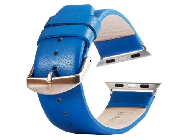 Ремешок для часов Kakapi Plain Leather Band для Apple Watch (38 мм, синий, кожаный)