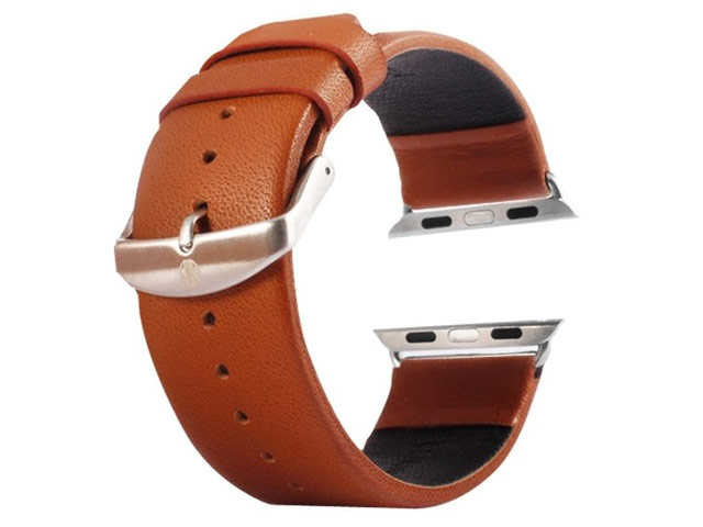 Ремешок для часов Kakapi Plain Leather Band для Apple Watch (38 мм, коричневый, кожаный)