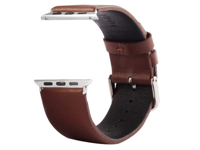 Ремешок для часов Kakapi Plain Leather Band для Apple Watch (38 мм, темно-коричневый, кожаный)