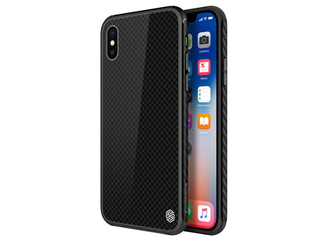 Чехол Nillkin Tempered Plaid case для Apple iPhone X (черный, пластиковый)