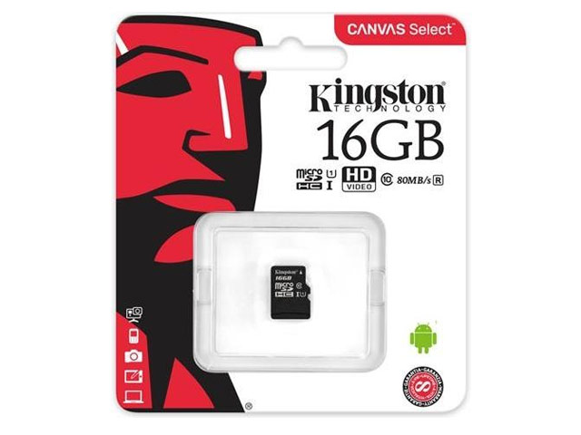 Флеш-карта Kingston microSD (16Gb, microSD, Class 10 U1)