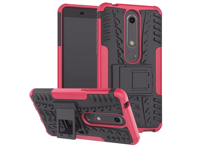 Чехол Yotrix Shockproof case для Nokia 6 2018 (розовый, пластиковый)