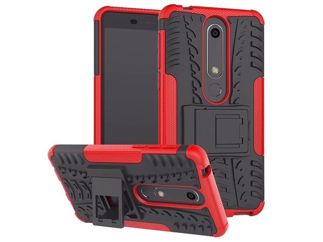 Чехол Yotrix Shockproof case для Nokia 6 2018 (красный, пластиковый)