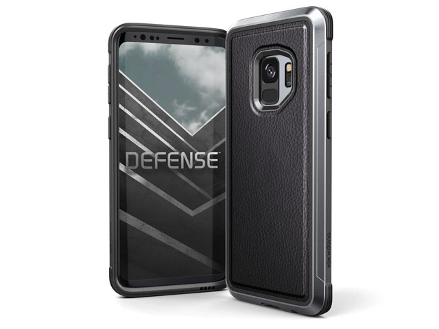 Чехол X-doria Defense Lux для Samsung Galaxy S9 (Black Leather, маталлический)
