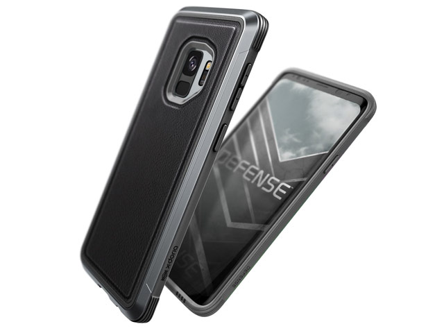 Чехол X-doria Defense Lux для Samsung Galaxy S9 (Black Leather, маталлический)