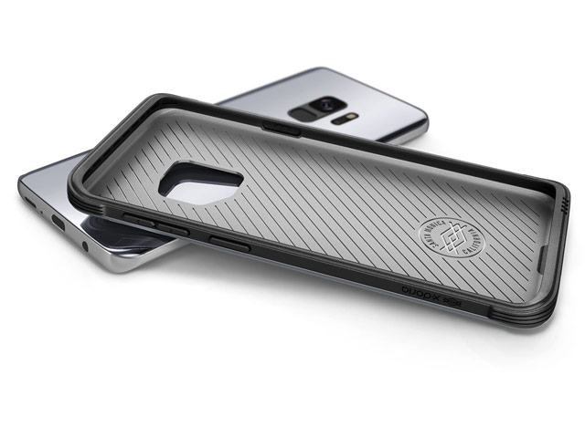 Чехол X-doria Defense Lux для Samsung Galaxy S9 (Black Leather, маталлический)