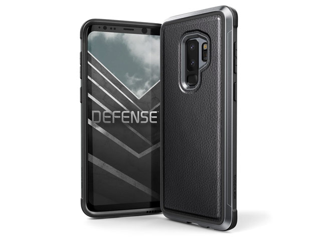 Чехол X-doria Defense Lux для Samsung Galaxy S9 plus (Black Leather, маталлический)