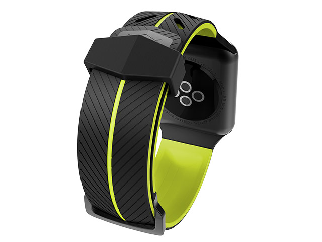 Ремешок для часов X-Doria Action Band для Apple Watch (42 мм, черный/зеленый, силиконовый)
