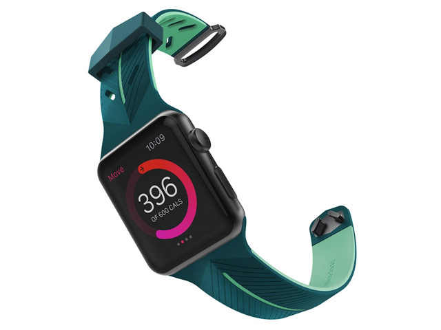 Ремешок для часов X-Doria Action Band для Apple Watch (42 мм, зеленый/бирюзовый, силиконовый)