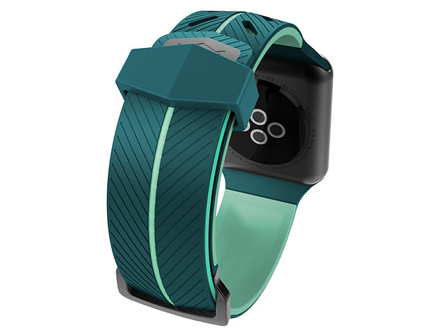 Ремешок для часов X-Doria Action Band для Apple Watch (38 мм, зеленый/бирюзовый, силиконовый)
