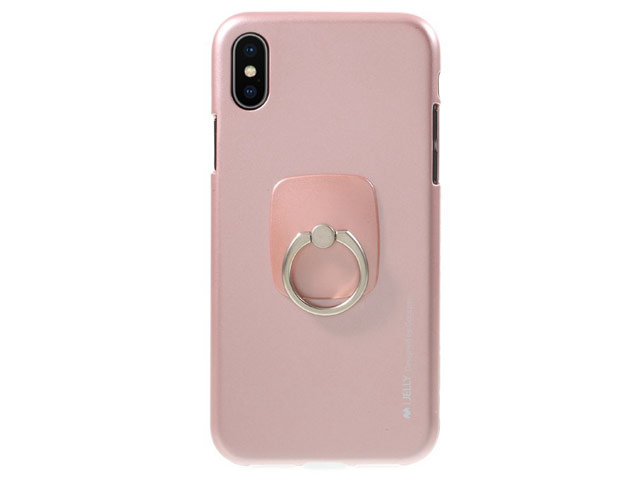 Чехол Mercury Goospery i-Jelly Ring Case для Apple iPhone X (розово-золотистый, гелевый)