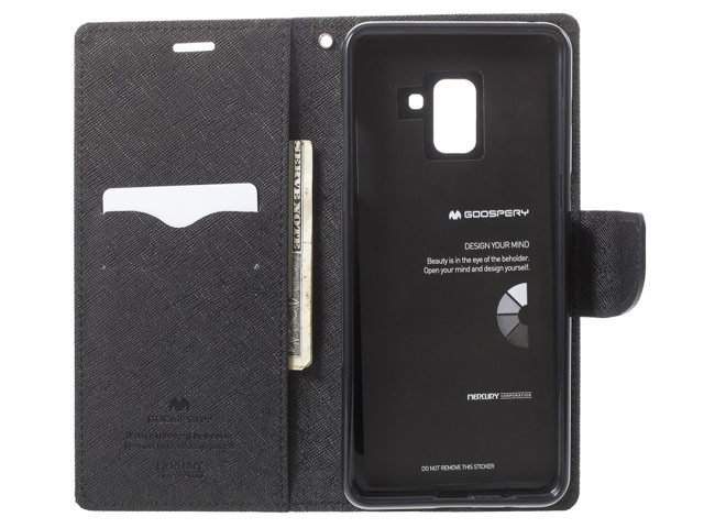 Чехол Mercury Goospery Fancy Diary Case для Samsung Galaxy A8 2018 (черный/коричневый, винилискожа)