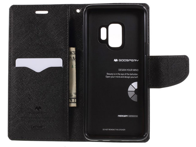 Чехол Mercury Goospery Fancy Diary Case для Samsung Galaxy S9 (черный/коричневый, винилискожа)