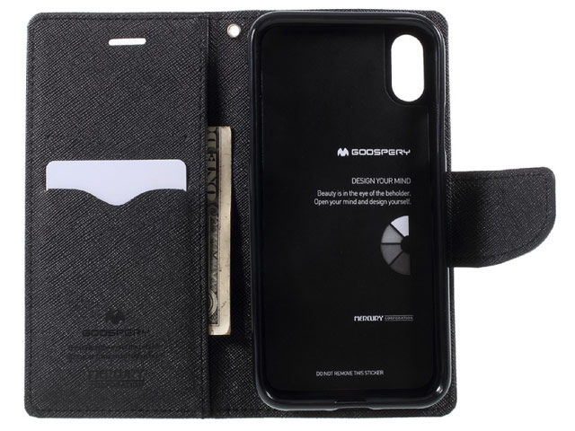 Чехол Mercury Goospery Fancy Diary Case для Apple iPhone X (черный/коричневый, винилискожа)