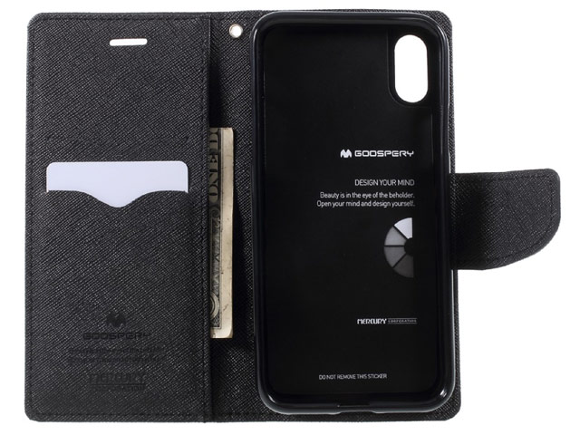 Чехол Mercury Goospery Fancy Diary Case для Apple iPhone X (черный, винилискожа)